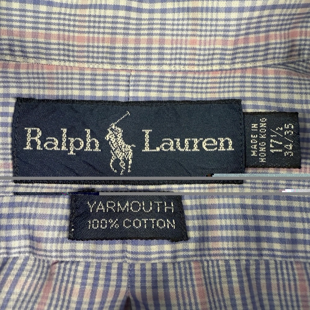 Ralph Lauren Vintage Yarmouth Shirt Mens 17.5 34/35 Plaid Button Down Cotton - Picture 2 of 9